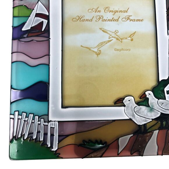 Hand Painted Lighthouse Stained Glass Picture Frame 3.5 x 5 Hilton Head Island - Picture 4 of 8